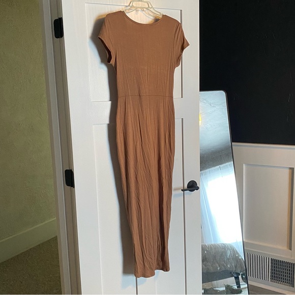 Tan Twisted Front Dress - Picture 2 of 4